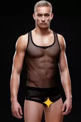 Черная мужская майка-борцовка - S/M