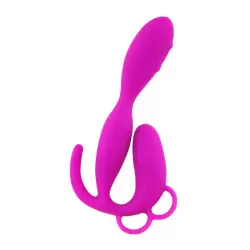 Анально-вагинальный вибромассажер Flowery с клиторальной стимуляцией – розовый 