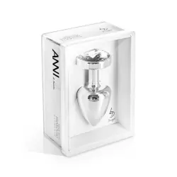 Изящная анальная пробка Anni Round T1 с кристаллом Сваровски – серебристый