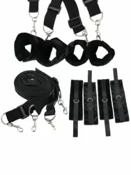 Набор бондажей Frisky, для фиксации на кровати, 7 предметов, черный