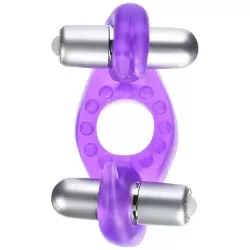 Кольцо для поддержания эрекции с двумя вибростимуляторами Wireless Rockin' Rabbit – фиолетовый