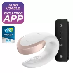 Парный вибратор Satisfyer Double Love с возможностью управления через пульт и приложение (белый)