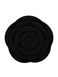 Силиконовая анальная пробка Kanikule Black Rose с ограничителем в форме розочки, 10 см х 4,5 см, чёрный, Large