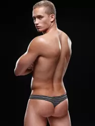 Черно-белые тонги, трусы мужские в полоску - M/L