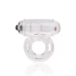 Мощное виброкольцо со стимуляцией клитора Buzzin Cuzzin – прозрачный