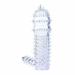 Стимулирующая насадка с закрытой головкой и клиторальным отростком Penis Sleeve – прозрачный