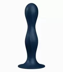 Фактурный фаллоимитатор Satisfyer Double Ball-R, два металлических шариками в стволе, 18 см, синий