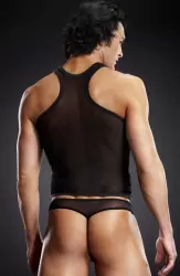 Черная майка-борцовка BlueLine в сетку – L/XL