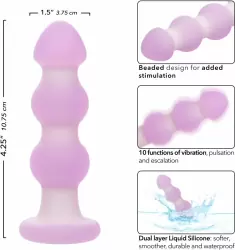 Элегантная анальная вибропробка LAVENDER HAZE BEADED PROBE, 10 режимов, 3 бусины, 10,75 см, лавандовый