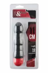 Рельефный вибратор с ребрышками TOYFA Black&Red – чёрный