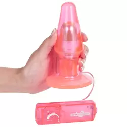 Анальная пробка Clear Butt Plug Large с вибрацией – розовая