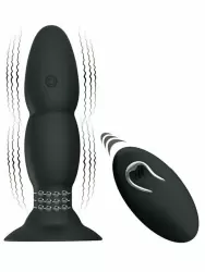 Анальная пробка Pretty Love, 14 см, 4 режима, с ротацией, с пультом Д/У, черный