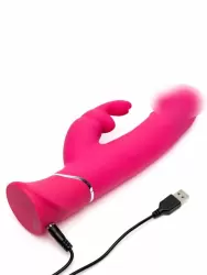 Яркий вибратор-кролик Happy Rabbit Realistic, два мотора, 25,5 см, розовый