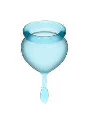 Набор менструальных чаш Satisfyer Feel good Menstrual Cup, 15 и 20 мл, силикон, голубой