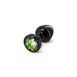 Анальный плаг Anni Clover T1 с зеленым кристаллом Сваровски в виде клевера – черный