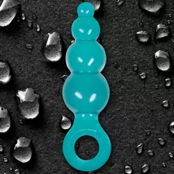 Анальная пробка с кольцом Jolie Ripples Large – голубая