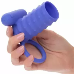 Ребристое виброкольцо-насадка Silicone Rechargeable Endless Desires Enhancer, 10,25 см, силикон, синий 