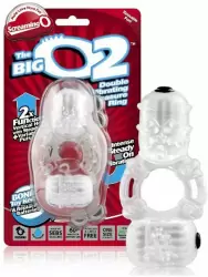 Эрекционное кольцо Screaming O - Big O 2 с двойной вибрацией – прозрачный