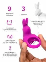 Эрекционное виброкольцо Happy Rabbit, диаметр 3,17 см, 9 режимов, фиолетовое