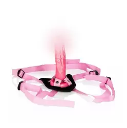 Реалистичный страпон Shane's World Pink Harness with Stud - 19 см.