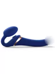 Анатомический страпон Strap-On-Me Multi Orgasm с 3 моторами, безремневой, размер M, синий