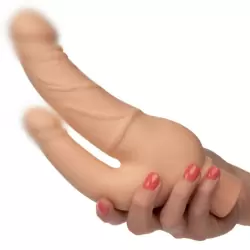 Двойной реалистичный вибратор Over & Under, 11,5 см, 12 режимов, телесный