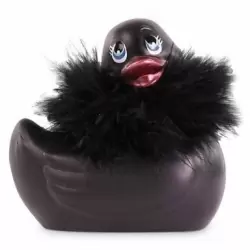 Вибратор-уточка с изящным боа Big Teaze Toys I Rub My Duckie 2.0, чёрный
