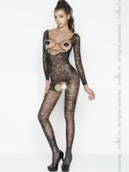 Комбинезон-сетка с открытой грудью Мираж (Passion) – черный