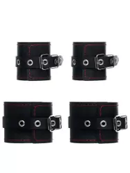 Комплект бондажный Pecado BDSM, 4 точки фиксации, распорка, наручники, оковы, натуральная кожа, черный