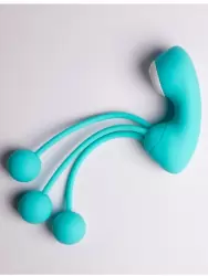 Вакуумный стимулятор клитора Youvic с вагинальными виброшариками, 16 см, 20 режимов, бирюзовый