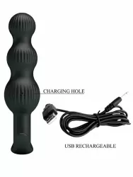 Анальный вибростимулятор Baile Sidney, 3 бусины, 10 режимов, 10,9 см