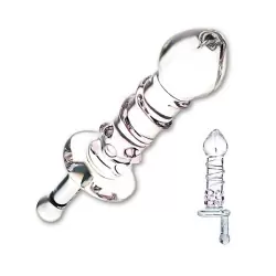 Анальный плаг Indulgence Swirly с ручкой для прокручивания – прозрачный