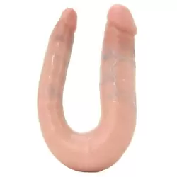 Фаллоимитатор двухголовый U-образный Double Trouble Small маленький – телесный