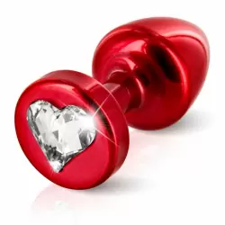 Анальный плаг-украшение Anni Heart T1 с кристаллом Сваровски в виде сердца – красный