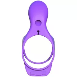 Эрекционное кольцо-насадка Ultimate Couples Cage с вибрацией – фиолетовый