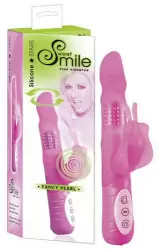 Вибратор двойного действия с ротацией Smile Fancy Pearl - розовый