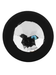 Средняя силиконовая анальная пробка Kanikule Medium с кристаллом – черный с прозрачным