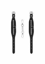 Наручники из искусстственной кожи Diamond Studded Wrist Cuffs, с кристаллами, 34 см, черный