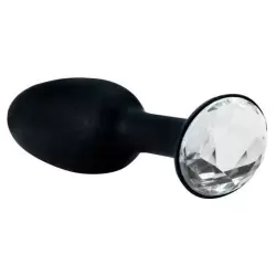 Ювелирная анальная пробка с кристаллом в основании Crystal Amulet Small маленькая  – черный