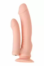 Реалистичный двойной фаллоимитатор на присоске TOYFA A-Toys с вибрацией – телесный