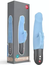 Рельефный вибратор-кролик Fun Factory Wicked Wings, 6 режимов, 19,8 см, силикон, голубой