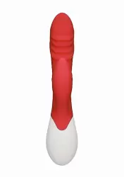Рельефный вибратор-кролик Sunburst Rechargeable Heating G-Spot Rabbit, с функцией нагрева, 20,8 см, красный