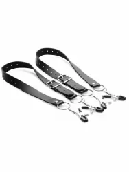 Расширяющие ремни Master Series с зажимами для половых губ, черные