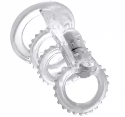 Насадка стимулирующая Vibrating Cock Cage с вибрацией – прозрачная 