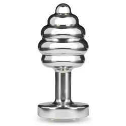 Рельефная анальная пробка Anni Ano T2 с большим кристаллом Сваровски – серебристый