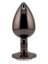 Черная алюминиевая анальная пробка с кристаллом Large