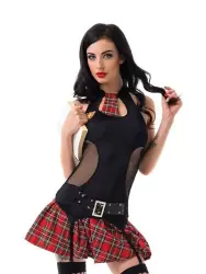 Игровой костюм Le Frivole Школьница-задира – черный с красным, L/XL