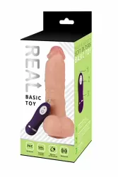 Реалистичный фаллоимитатор с вибрацией Real Basic с выносным пультом управления 21 см - телесный и Лубрикант на водной основе JO H2O Original – 30 мл