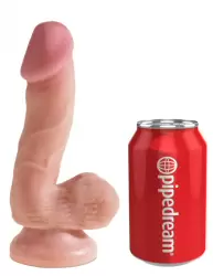 Фаллоимитатор-реалистик с мошонкой King Cock Plus 6.5 Dual Density на присоске – телесный