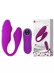 Водонепроницаемый вибромассажер для двоих Bernie с дистанционным пультом – малиновый